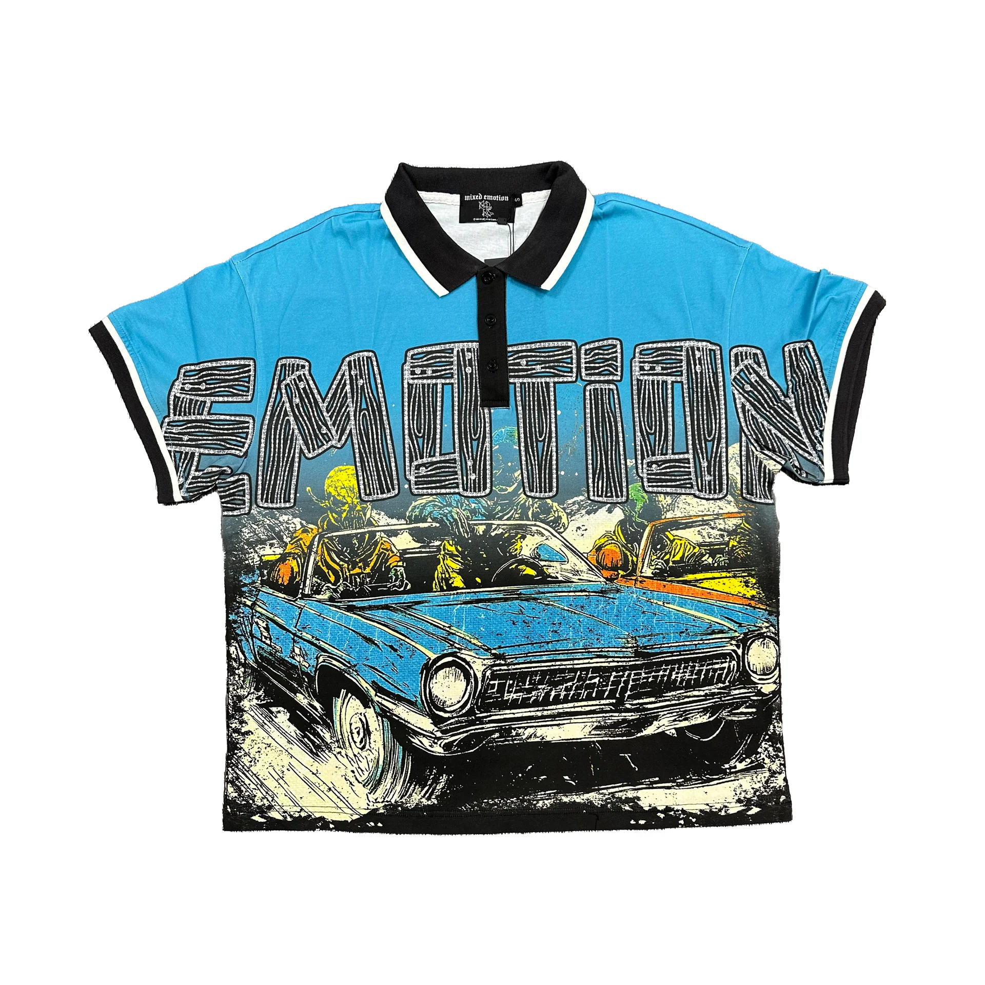 Mixed Emotion Blue “Road Rage” Button Up Mixed Emotion Blue “Road Rage” Button Up