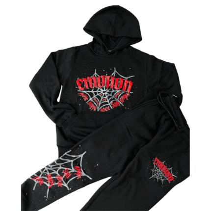 Mixed Emotional Brand Black Spiderweb Tracksuit