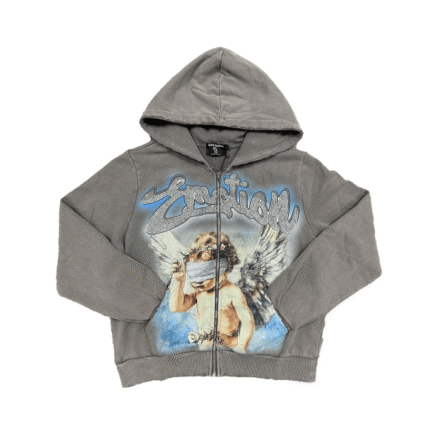 Mixed Emotional Brand Grey Rhinestone Hoodie