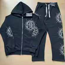 Mixed Emotional Brand Rhinestone Bluish Tracksuit