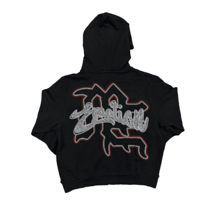 Mixed Emotional Logo Rhinestone Black Hoodie